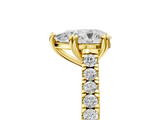 Yellow gold Pear Solitaire Pave Diamond Engagement Ring with Prong Setting_36