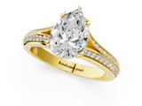 Yellow gold Pear Solitaire Pave Split Shank Engagement Ring with Six-Prong Setting_47
