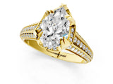 Yellow gold Pear Solitaire Pave Split Shank Ring with Four-Prong Setting_118