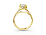 Yellow gold Pear Solitaire Pave Split Shank Ring with Four-Prong Setting_120