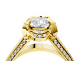 Yellow gold Pear Solitaire Pave Split Shank Ring with Four-Prong Setting_121
