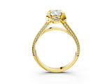 Yellow gold Pear Solitaire Pave Split Shank Ring with Four-Prong Setting_132