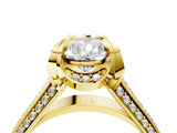 Yellow gold Pear Solitaire Pave Split Shank Ring with Four-Prong Setting_133