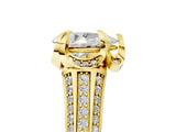Yellow gold Pear Solitaire Pave Split Shank Ring with Four-Prong Setting_134
