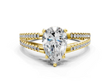 Yellow gold Pear Solitaire Split Shank Pavé Diamond Engagement Ring_291