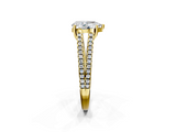 Yellow gold Pear Solitaire Split Shank Pavé Diamond Engagement Ring_293