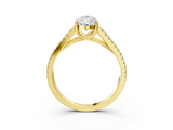 Yellow gold Pear Solitaire Split Shank Pavé Diamond Engagement Ring_294
