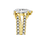 Yellow gold Pear Solitaire Split Shank Pavé Diamond Engagement Ring_296