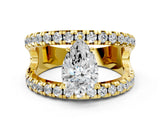 Yellow gold Pear Solitaire Split Shank Pave Diamond Ring_49