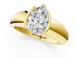 Yellow gold Pear Solitaire Tension Set Diamond Ring with Wide Band_38