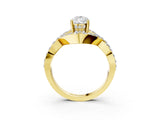 Yellow gold Pear Solitaire Twist Band Pavé Diamond Engagement Ring_57