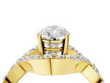 Yellow gold Pear Solitaire Twist Band Pavé Diamond Engagement Ring_58