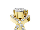 Yellow gold Pear Solitaire Twist Band Pavé Diamond Engagement Ring_59