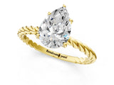 Yellow gold Pear Solitaire Twist Band Ring with Four-Prong Setting_69