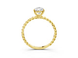 Yellow gold Pear Solitaire Twist Band Ring with Four-Prong Setting_71