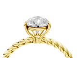 Yellow gold Pear Solitaire Twist Band Ring with Four-Prong Setting_72
