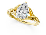 Yellow gold Pear Solitaire Twist Band Six-Prong Setting 1