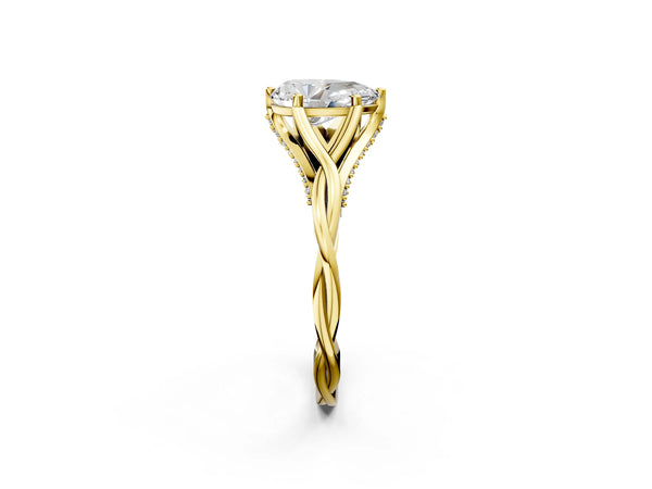 Yellow gold Pear Solitaire Twist Band Six-Prong Setting