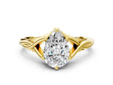 Yellow gold Pear Solitaire Twist Band Six-Prong Setting