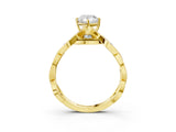 Yellow gold Pear Solitaire Twist Band with Leaf Prong Setting 3