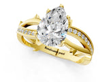 Yellow gold Pear Solitaire Twist Band with Pavé Accents and Four-Prong Setting_23