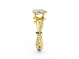 Yellow gold Pear Solitaire Twist Band with Pavé Accents and Four-Prong Setting_24