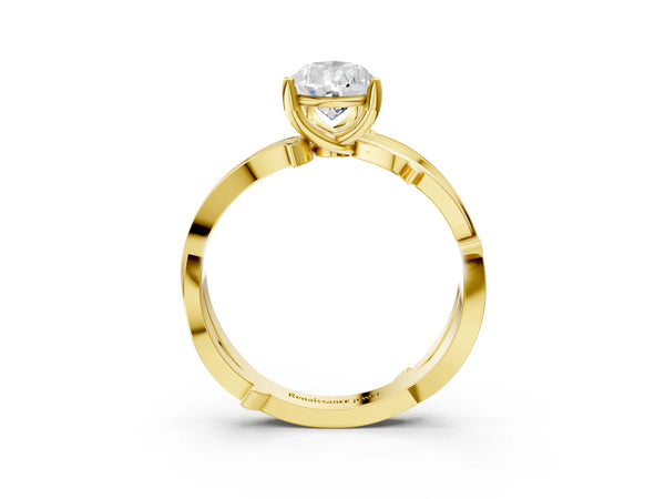 Yellow Gold Pear-Shaped Crossover Twist Pave Engagement Ring Setting