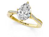 Yellow gold Pear Solitaire Twist Band with Pavé Diamonds and Four-Prong Setting_53