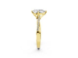 Yellow gold Pear Solitaire Twist Band with Pavé Diamonds and Four-Prong Setting_54