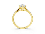 Yellow gold Pear Solitaire Twist Band with Pavé Diamonds and Four-Prong Setting_55