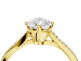 Yellow gold Pear Solitaire Twist Band with Pavé Diamonds and Four-Prong Setting_56