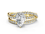 Yellow gold Pear Solitaire Twist Band with Pavé Setting and Four-Prong Setting_106