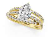 Yellow gold Pear Solitaire Twist Band with Pavé Setting and Four-Prong Setting_107