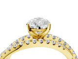 Yellow gold Pear Solitaire Twist Band with Pavé Setting and Four-Prong Setting_110