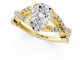 Yellow gold Pear Solitaire Twist Band with Pavé Setting and Four-Prong Setting_39