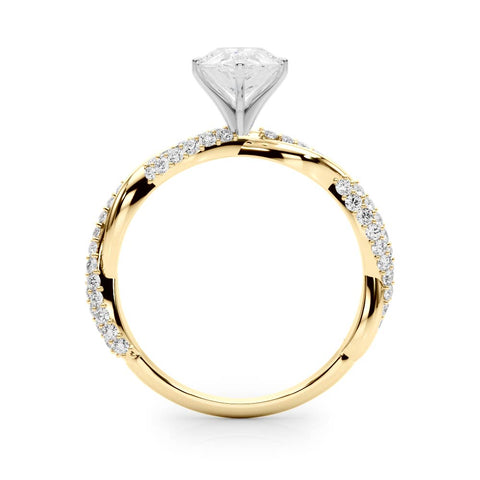Yellow gold Pear Solitaire Twist Band with Pave Prong Setting 2