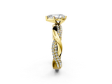 Yellow gold Pear Solitaire Twist Band with Pave Prong Setting_52