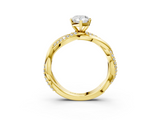 Yellow gold Pear Solitaire Twist Band with Pave Prong Setting_53