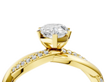 Yellow gold Pear Solitaire Twist Band with Pave Prong Setting_54