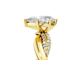 Yellow gold Pear Solitaire Twist Band with Pave Prong Setting_55