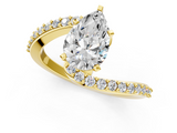Yellow gold Pear Solitaire Twist Band with Pave Set Diamonds and Four-Prong Setting_113