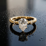 Yellow gold Pear Solitaire Twisted Band Prong Set Engagement Ring_16