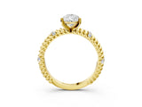 Yellow gold Pear Solitaire Twisted Band Prong Set Engagement Ring_73