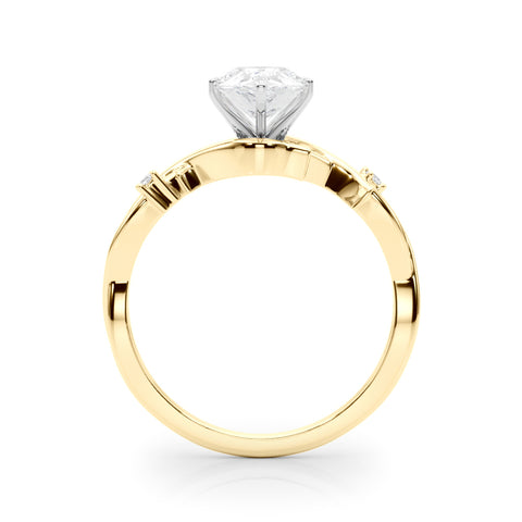 Yellow gold Pear Solitaire Twisted Band Prong Setting Ring 2