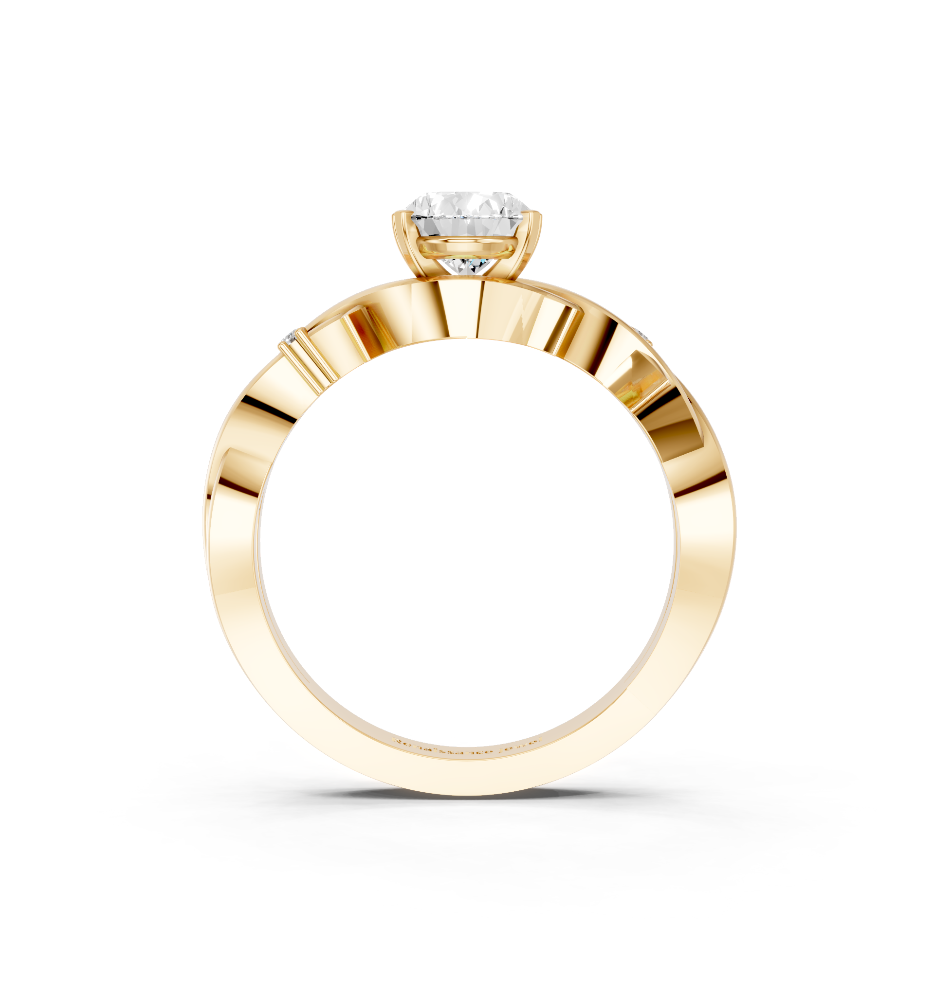 Yellow gold Pear Solitaire Twisted Band Prong Setting Ring_11