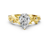 Yellow gold Pear Solitaire Twisted Band Prong Setting Ring_176