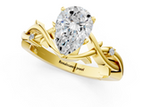 Yellow gold Pear Solitaire Twisted Band Prong Setting Ring_177