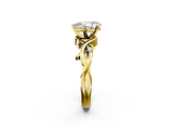 Yellow gold Pear Solitaire Twisted Band Prong Setting Ring_178