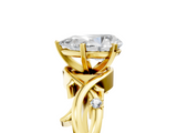 Yellow gold Pear Solitaire Twisted Band Prong Setting Ring_181