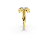 Yellow gold Pear Solitaire Twisted Band Scroll Prong Ring_5